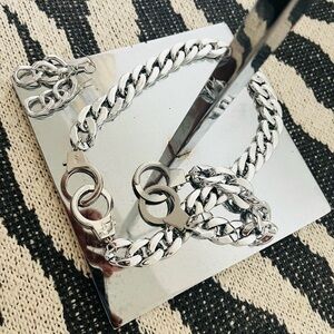3 pc set silver  Chain Bracelet, necklace, earrings